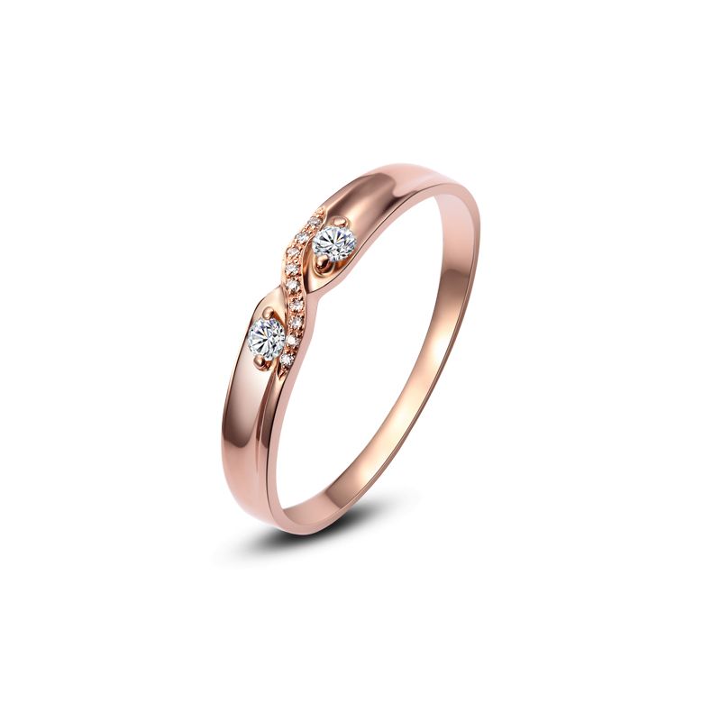 Alliance mariage diamants or rose Femme | Constance - 1