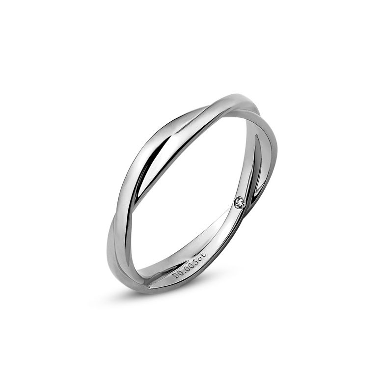 Alliance 2 anneaux. Alliance Femme. Or blanc et Diamant - 1