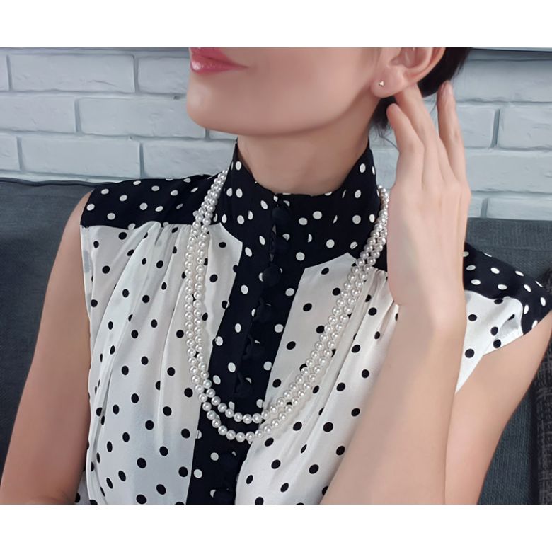 Collier perles 2 rangs - Collier perles mariage - 6.5/7mm - 3