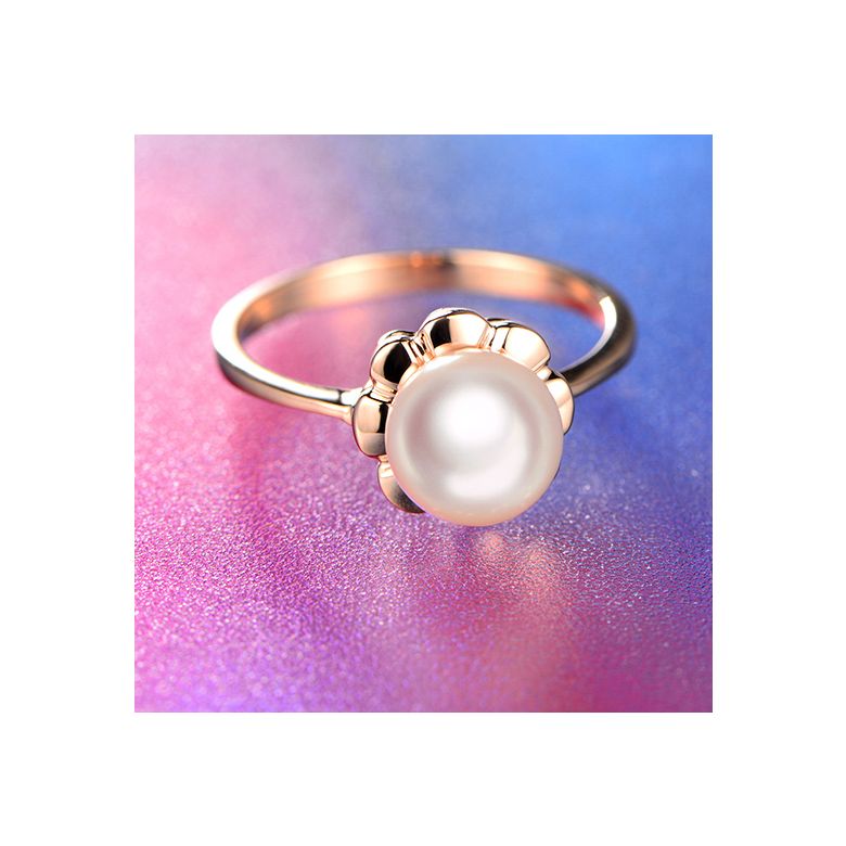 Bague fleur charnelle. Or rose, perles Akoya Japon - 2