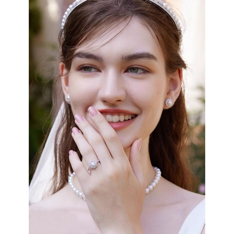 Bague Géometria Préciosa - Éclat de Perle Akoya et Diamants - 2