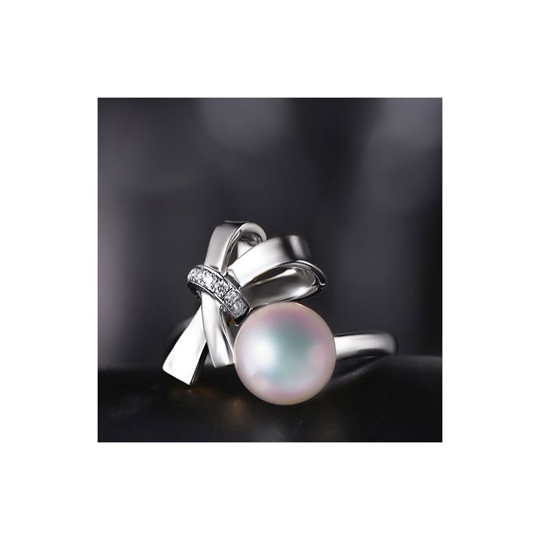 Bague Ti Noeud Koya en Or blanc avec sa sublime Perle Akoya du Japon - 4