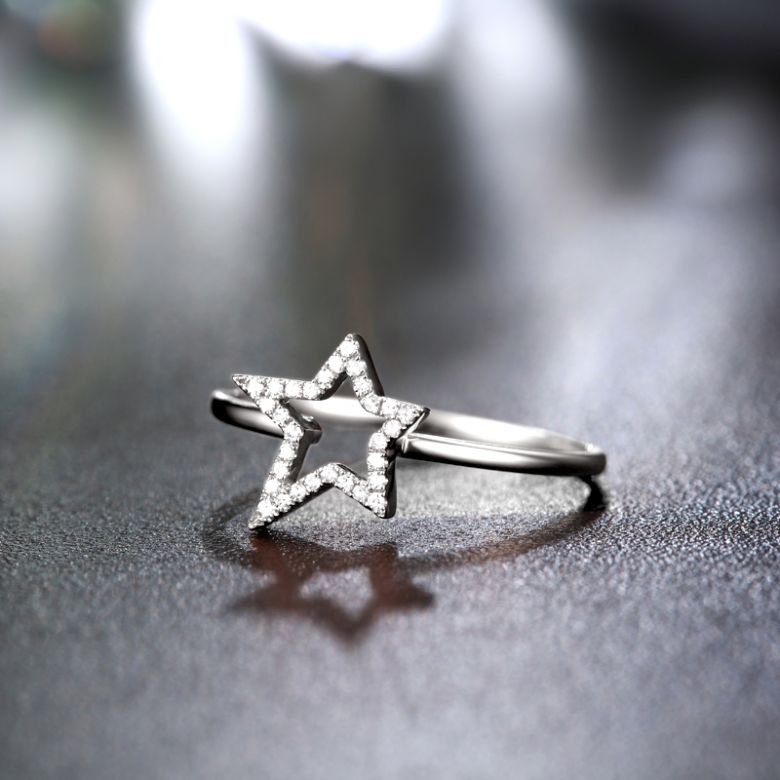 Bague Étoile Or blanc 18cts. 30 diamants 0.060ct - 3