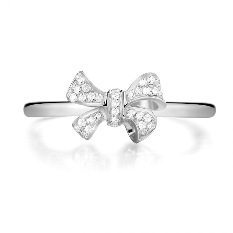 Bague petit noeud Or blanc 18cts. Diamants 0.080ct - 8