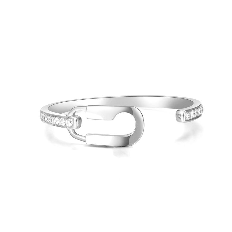 Bague cadenas Or blanc 18cts. Diamants 0.070ct - 5