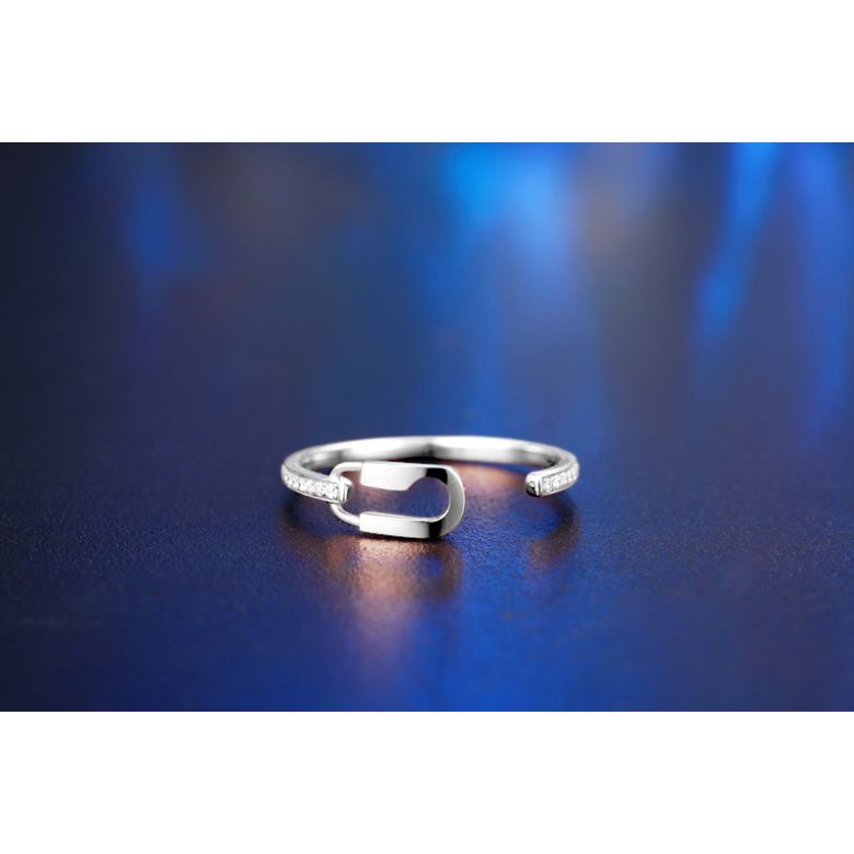 Bague cadenas Or blanc 18cts. Diamants 0.070ct - 3