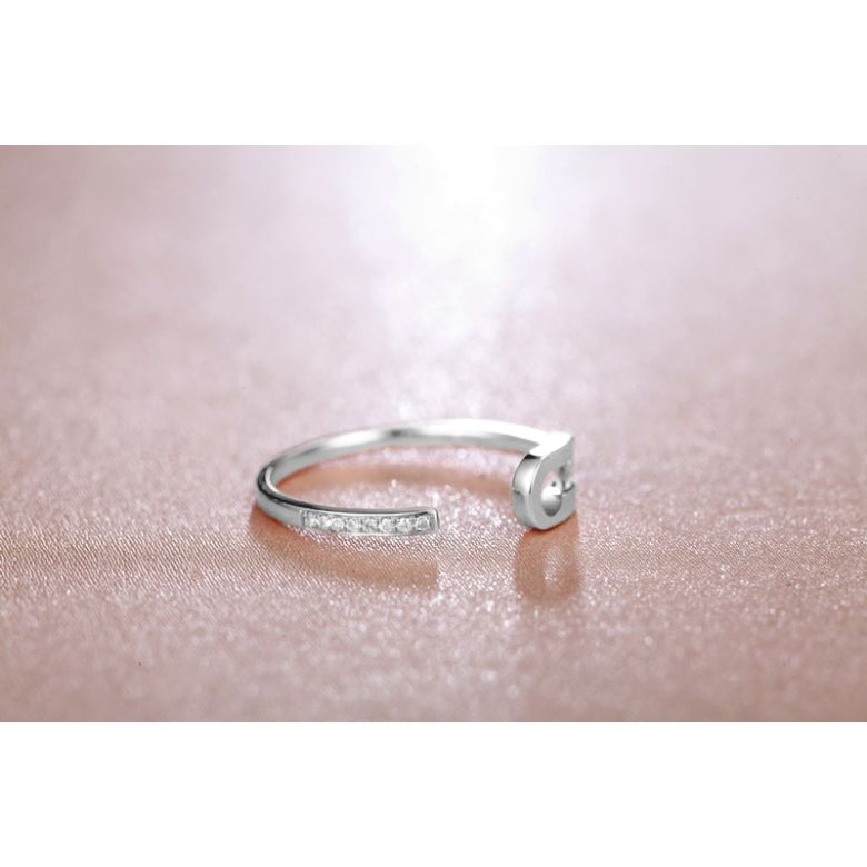 Bague cadenas Or blanc 18cts. Diamants 0.070ct - 4