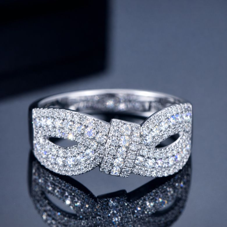 Bague Mandalay I Noeud Or blanc, Diamant - 1