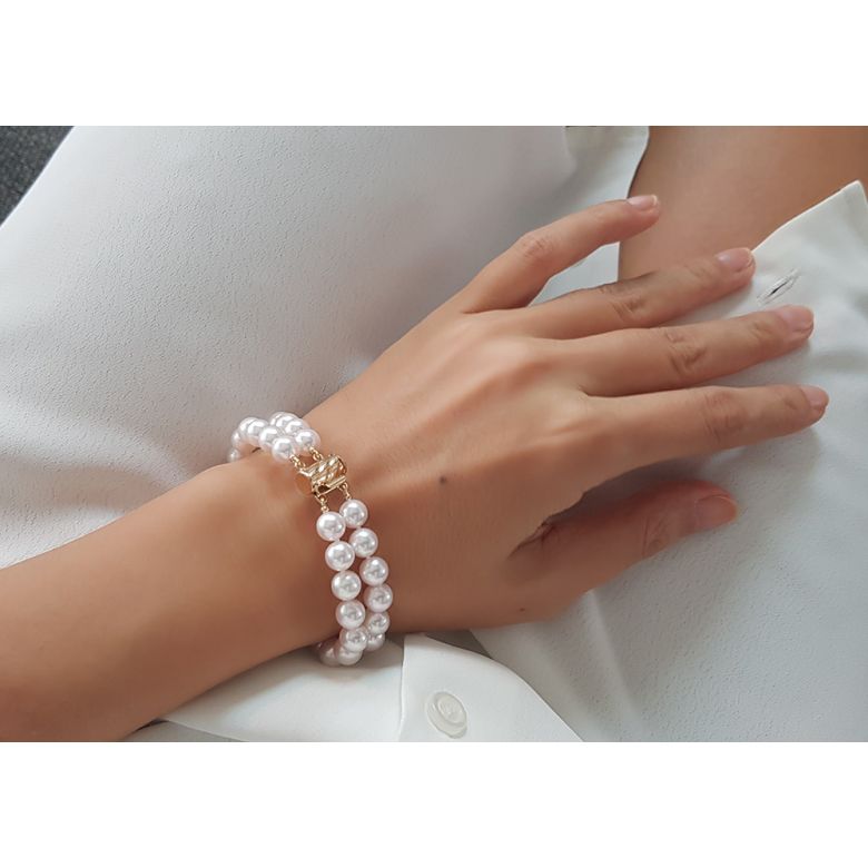 Bracelet 2 rangs de perles Akoya du Japon - 7/7.5mm, AAA - 3
