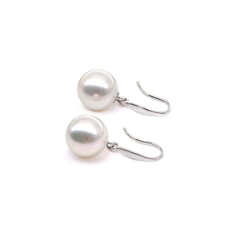 Boucles d'oreilles perles Akoya blanches - 7.5/8mm - AAA - Or blanc - 1