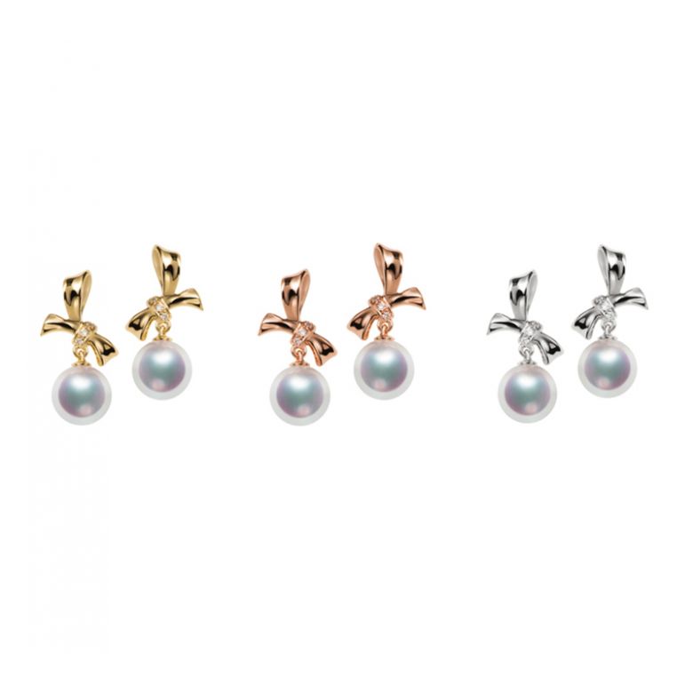 Boucles oreilles perles Akoya. Or blanc, diamants. Rubans, ganses - 4