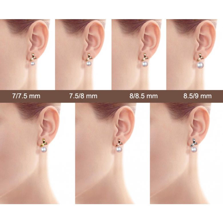 Boucles oreilles perles Akoya. Or jaune, diamants. Rubans, ganses - 3