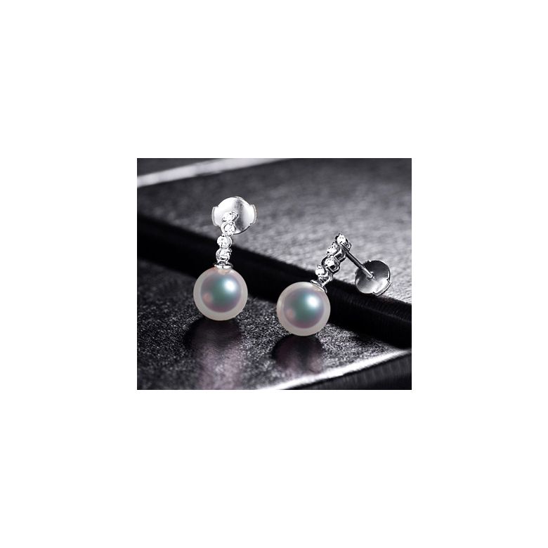 Pendants oreilles Miya. Perles Akoya Japon. Or blanc, diamants - 6