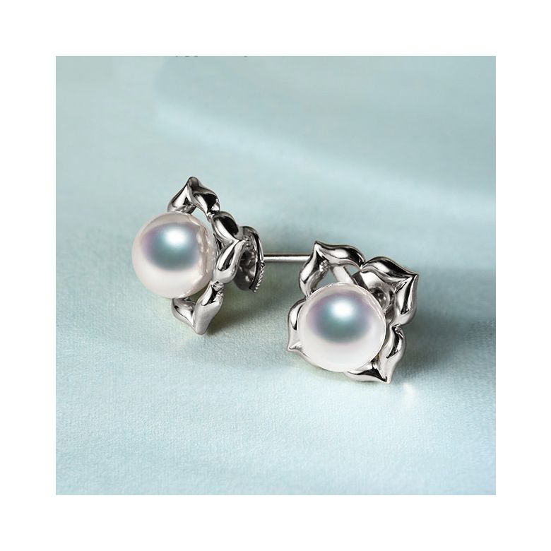Boucles Oreilles Étoiles Filantes Perle Akoya Or Blanc - 3