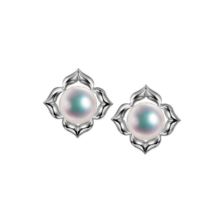 Boucles Oreilles Étoiles Filantes Perle Akoya Or Blanc - 1