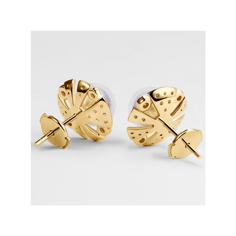 Boucles Oreilles Fleur Luxe. Perles Akoya, Or jaune, Diamants - 6