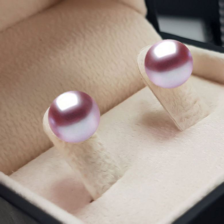 Boucles oreilles or blanc - Clous d'oreilles perles 9/9.5mm culture - 5