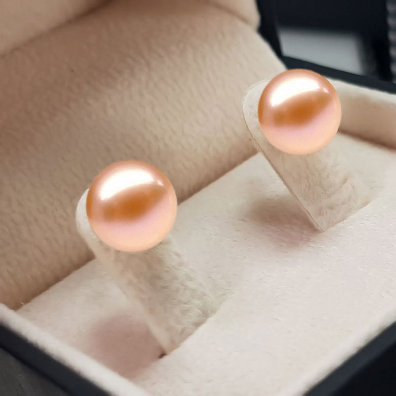 Boucles oreilles or blanc - Clous d'oreilles perles 9/9.5mm culture - 7