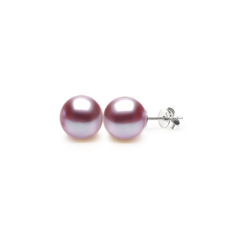 Boucles oreilles or blanc - Clous d'oreilles perles 9/9.5mm culture - 4