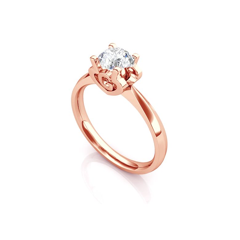Bague prénom - Lettre G - Diamant, or rose | Gemperles - 2