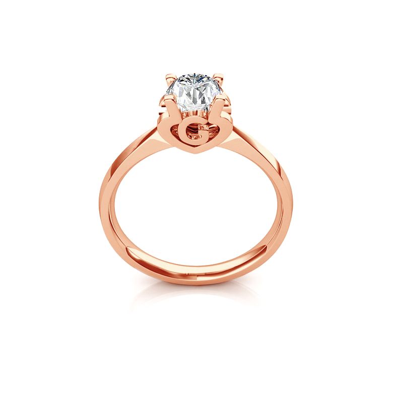 Bague prénom - Lettre G - Diamant, or rose | Gemperles - 1