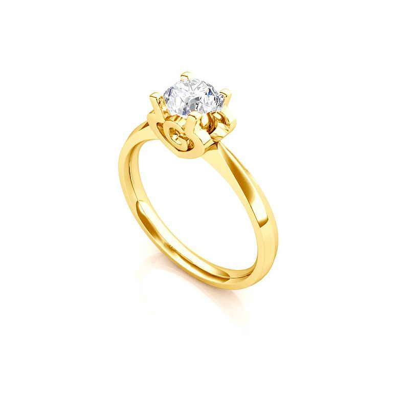 Bague prénom - Lettre G - Diamant, or jaune | Gemperles - 3
