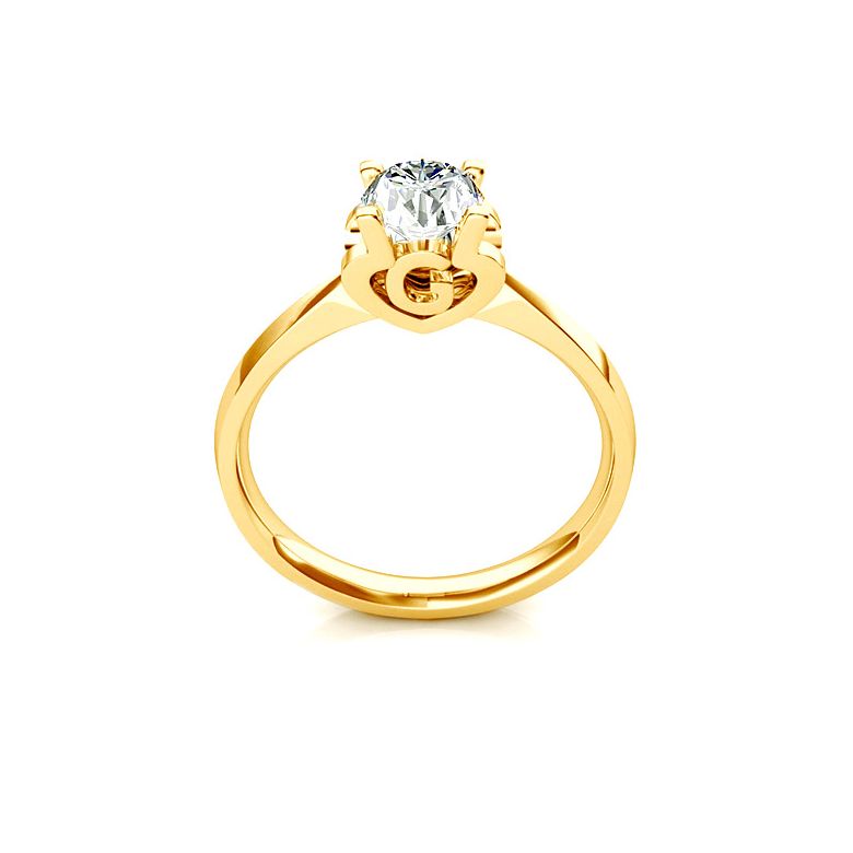 Bague prénom - Lettre G - Diamant, or jaune | Gemperles - 1
