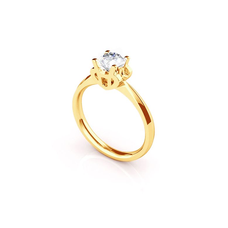 Bague prénom - Lettre H - Diamant, Or jaune | Gemperles - 2