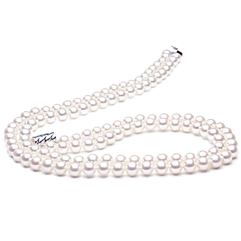 Collier perles 2 rangs - Collier perles mariage - 6.5/7mm - 1