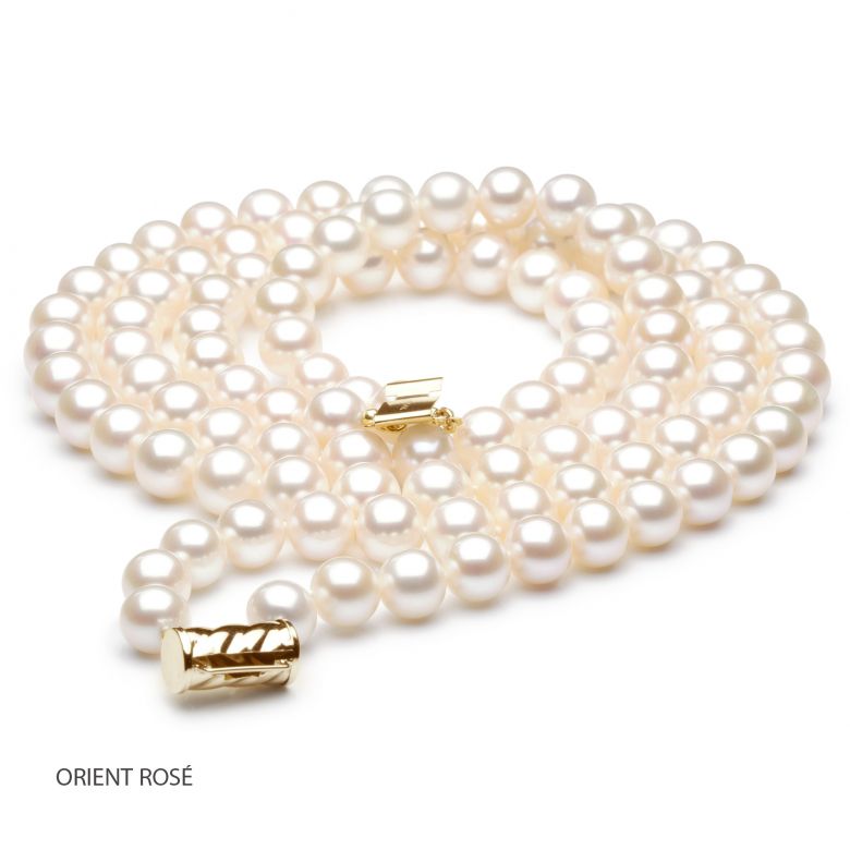 Collier double fil, rang de perles - Perle eau douce blanche - 7/7.5mm - 7