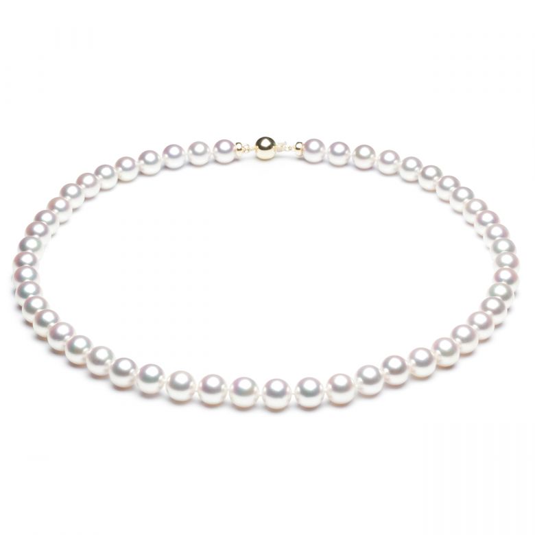 Collier perles Akoya blanches - Perle fine cultivée au Japon - 7/7.5mm - 1