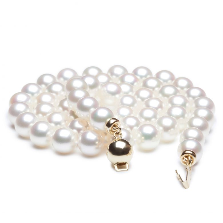 Perle collier - Collier perle blanche de mer - Perles Japon - 6.5/7mm - 1