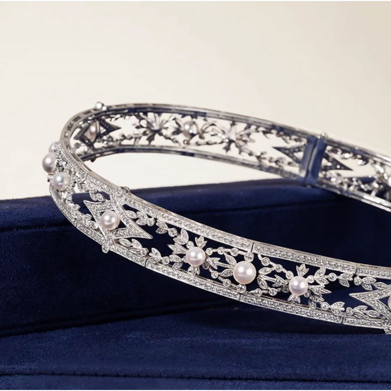 Collier Géométria Préciosa, Or blanc Diamant et Perle Akoya du Japon - 5