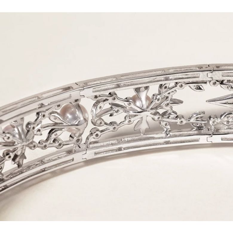 Collier Géométria Préciosa, Or blanc Diamant et Perle Akoya du Japon - 8