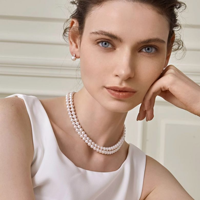 Collier double rang perles du Japon Akoya - Perle eau salée 5.5/6mm - 1