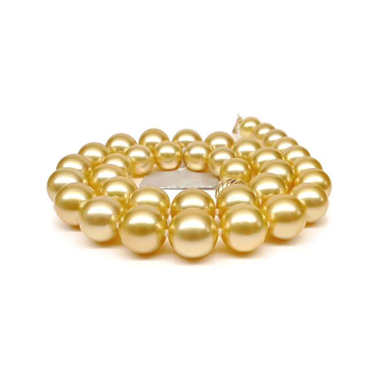 Collier grosses perles d'Australie dorées - Perles rares 11/13mm - 1