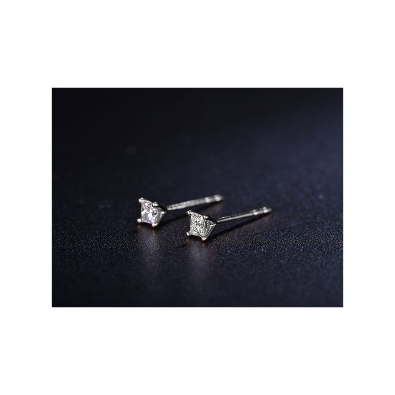 Puces diamants taille princesse 0.20ct. Or blanc. Personnalisable - 6