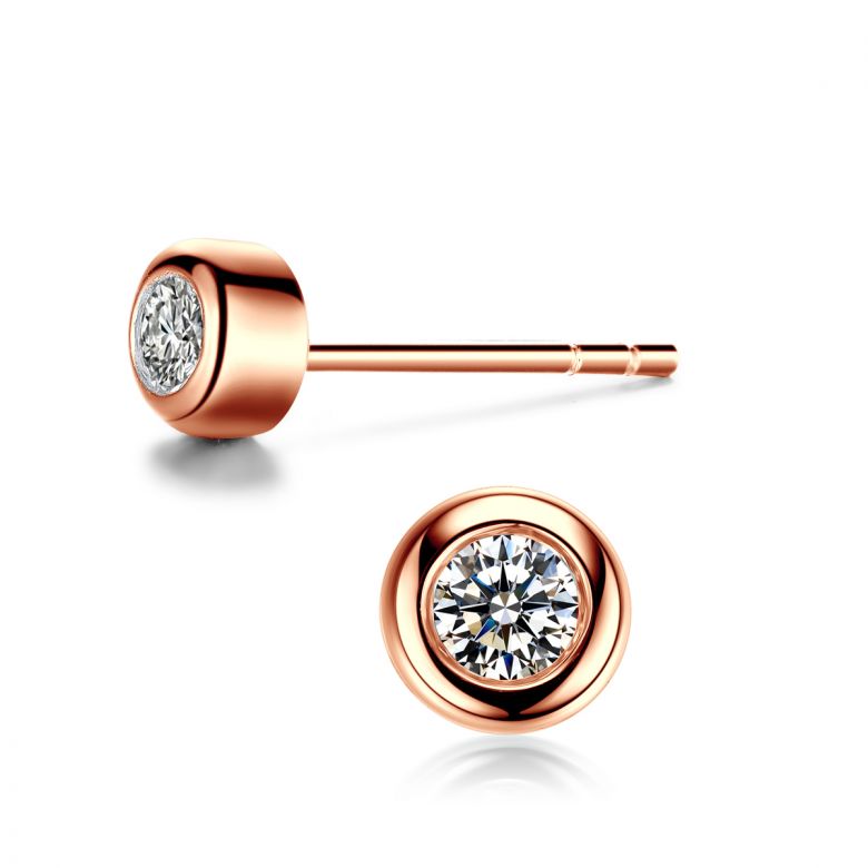 Puces diamants serties clos 0.20ct. Or rose. Carat personnalisable - 8