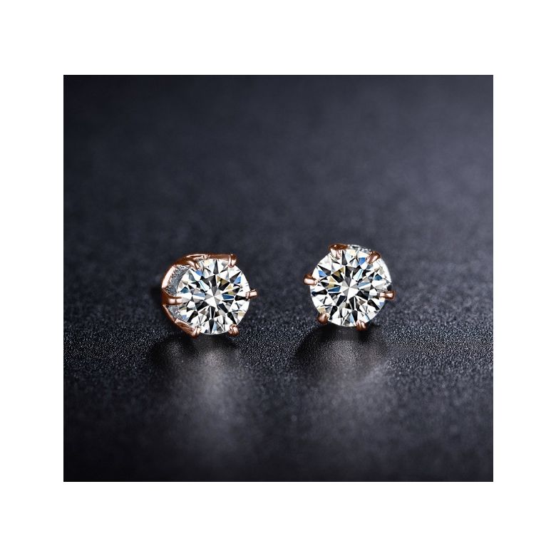 Puces diamants 0.50ct. Or rose. Carat personnalisable - 3