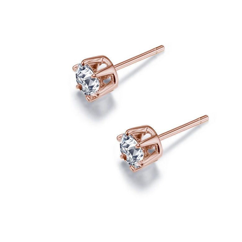 Puces diamants 0.50ct. Or rose. Carat personnalisable - 7