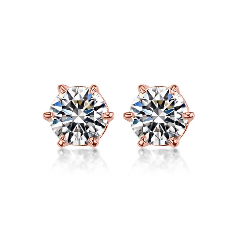 Puces diamants 0.50ct. Or rose. Carat personnalisable - 1