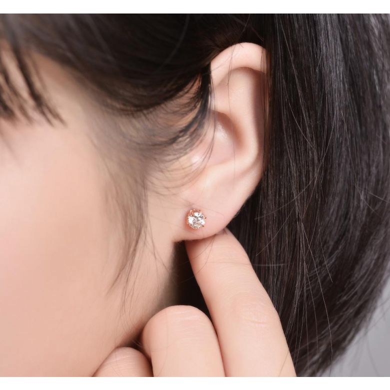 Puces diamants 0.50ct. Or rose. Carat personnalisable - 4