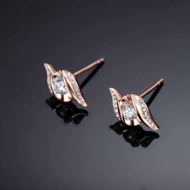 Boucles d'oreilles pendantes. Or rose Diamants. Carat personnalisable - 5