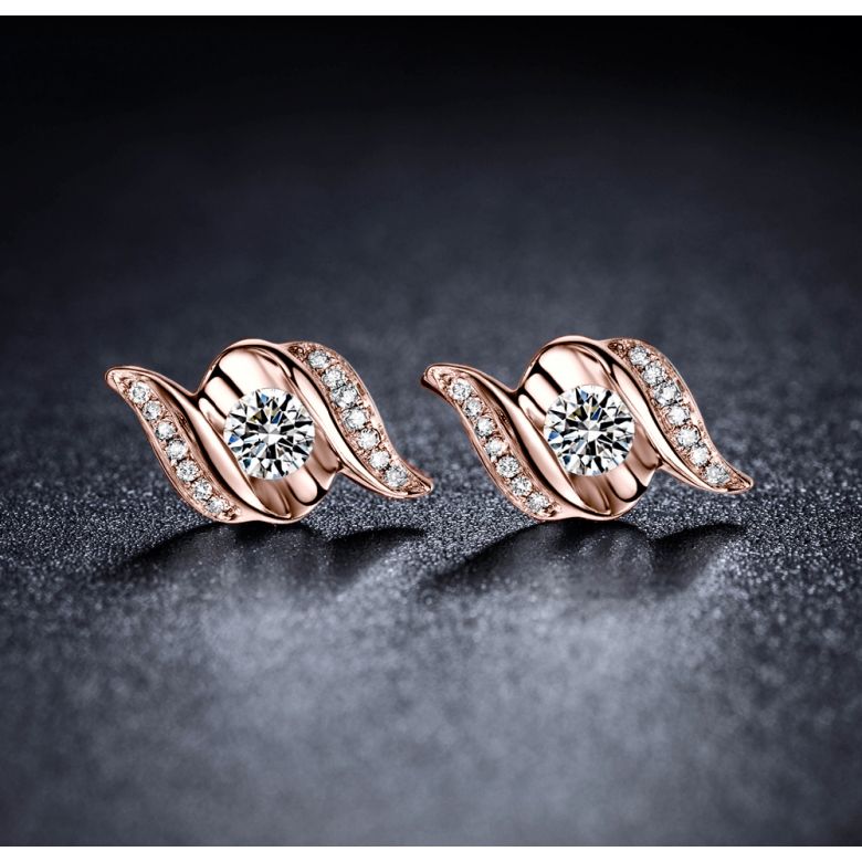 Boucles d'oreilles pendantes. Or rose Diamants. Carat personnalisable - 2