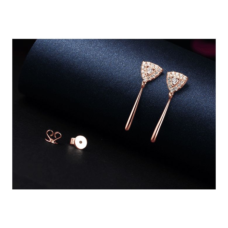 Boucles d'oreilles diamants Or rose pendantes forme goutte - 3