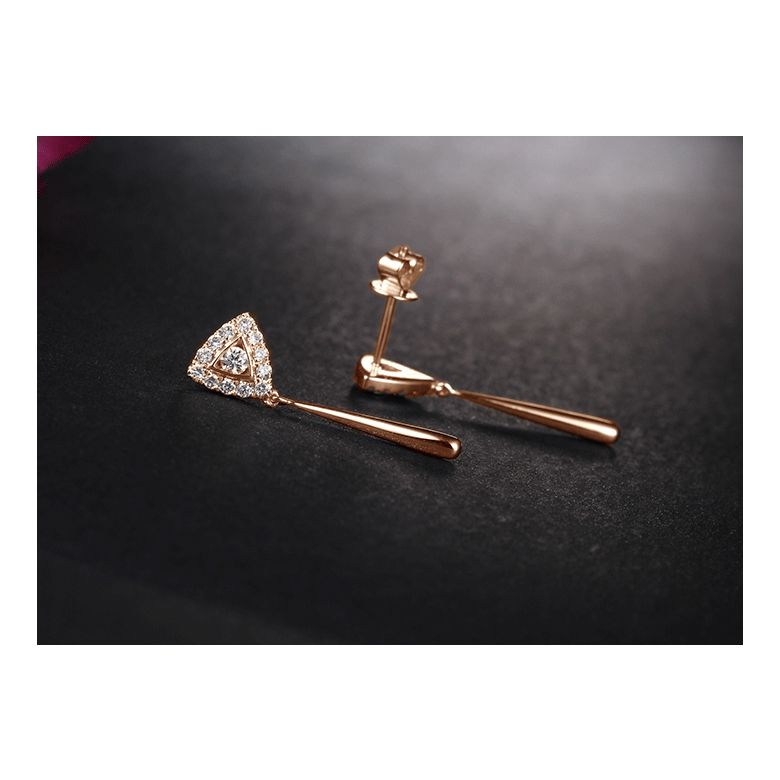 Boucles d'oreilles diamants Or rose pendantes forme goutte - 7