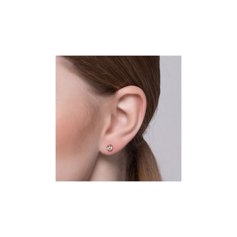 Puces diamants serties clos 0.20ct. Or rose. Carat personnalisable - 3