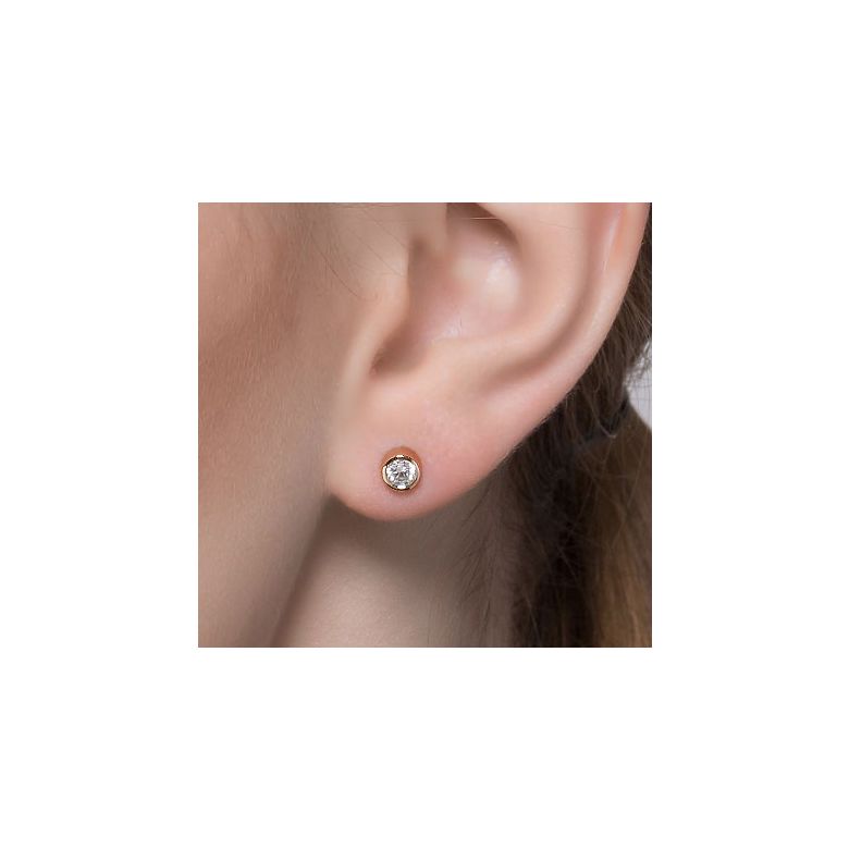 Puces diamants serties clos 0.20ct. Or rose. Carat personnalisable - 2