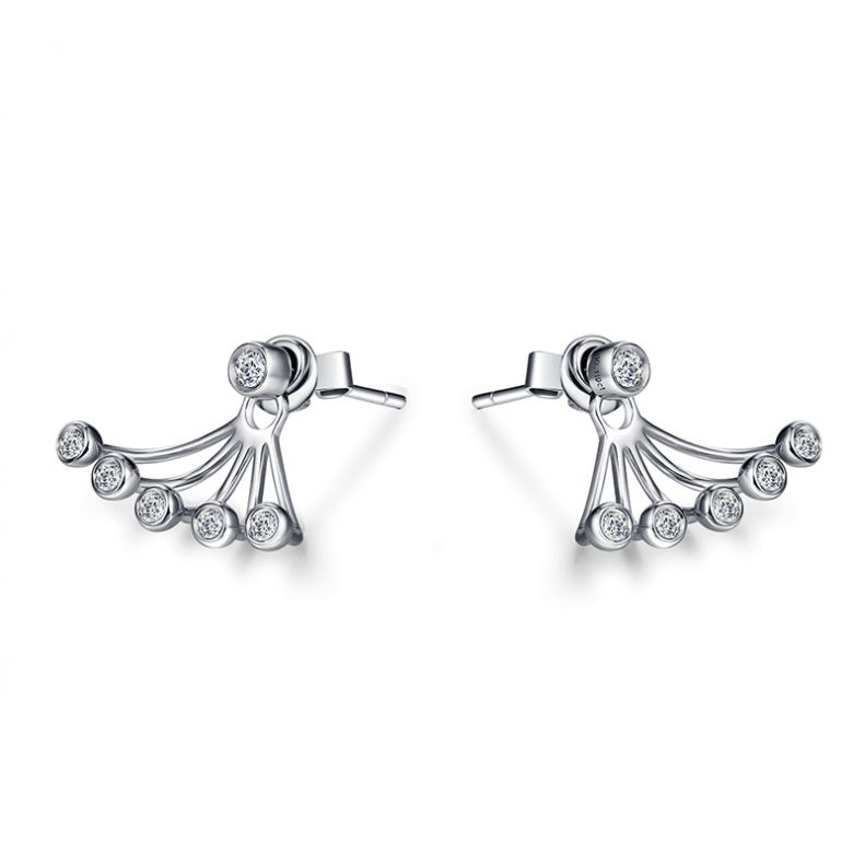 Puces et pendants or blanc diamants. Tentacules - 9