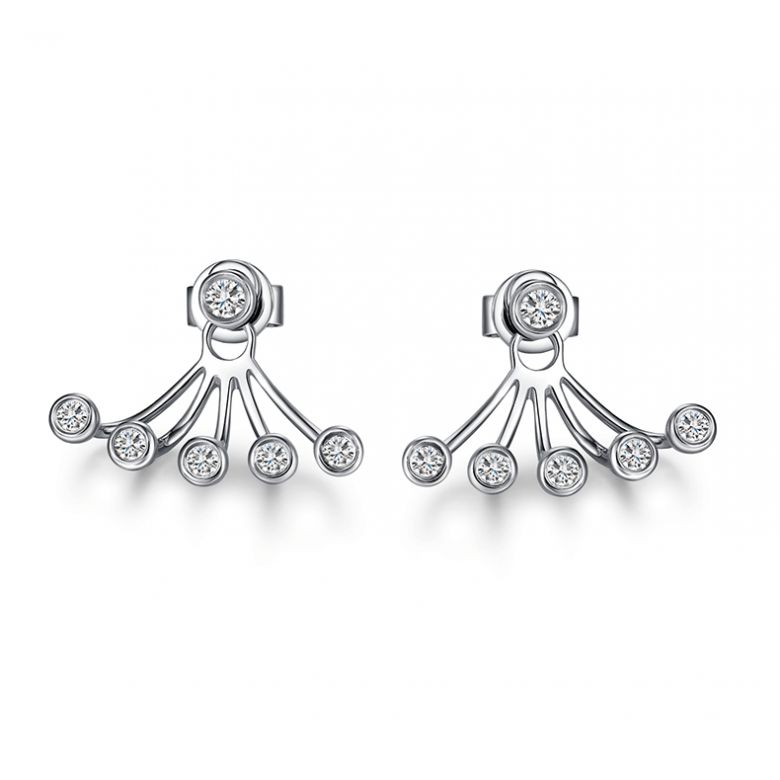 Puces et pendants or blanc diamants. Tentacules - 1